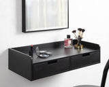 Kate and Laurel Kitt Modern Floating Shelf with Drawers, 28 x 12 x 6.5 inches, Black, Chic Floating Storage Console Table or Desk for Wall Kate and Laurel