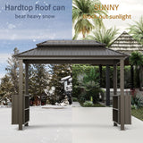 Domi 6x10FT Hardtop Grill Gazebo, BBQ Gazebo with Double Galvanized Steel Roof, 2 Storage Cabinets and Ceiling Hooks, Outdoor Grill Shelter for Backyard, Lawn and Garden(Brown) domi outdoor living