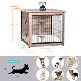 DWANTON Dog Crate Furniture with Cushion, Wooden Dog Crate with Double Doors, Dog Furniture, Dog Kennel Indoor for Small/Medium/Large Dog，End Table, Small, 27.2" L, Greige Dwanton