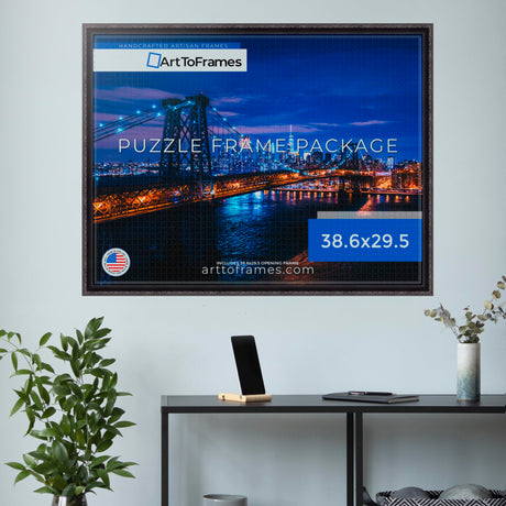 ArtToFrames 38.6x29.5 INCH/98x75 CM Black Frame for 2000 piece Puzzles.This 1.25 Inch Custom Wood Puzzle Frame is Black - Comes with Economy Acrylic (PuzzleD10188-38.6x29.5) ArtToFrames