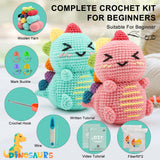 Faircosy Dinosaur Crochet Kit for Beginners: 2PCS Crochet Animal Kits for Adults - Learn to Crocheting Cute Amigurumi Starter Kit with Written Pattern & Video Tutorials (40%+ Yarn Extra) Faircosy