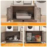 HOOBRO Cat Tree with Litter Box Enclosure & Scratching Posts for Indoor Cats, All-in-One Wooden Cat House Furniture, Cat Condo with Hammock, Detachable Teaser Sticks, Greige BG14MZ03 HOOBRO