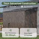 Breezestival 7'x5.5' Lean to Shed Large Storage Room Galvanized Steel Storage Sheds with Side Door Waterproof Utility Shed with Sloped Roof for Mower, Bike, Garden Tools (Brown) Breezestival