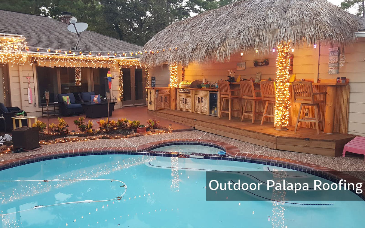 FOREVER BAMBOO Mexican Thatch Roof Runner Roll Duck Blind Grass Tiki Hut Thatch Duck Boat Blinds Palapa Thatch Roofing for Tiki Bar Huts, Tan, 35" x 60' FOREVER BAMBOO