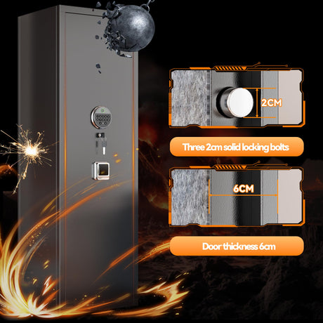 10-12 Gun Safe for Home Rifle and Pistols,No Assembly Required Gun Safe Locker,Biometric Fingerprint Locking Cabinet,Electronics Keyboard Password Cabinet Safes,Adjustable Partition Storage Rifle Case Leariso