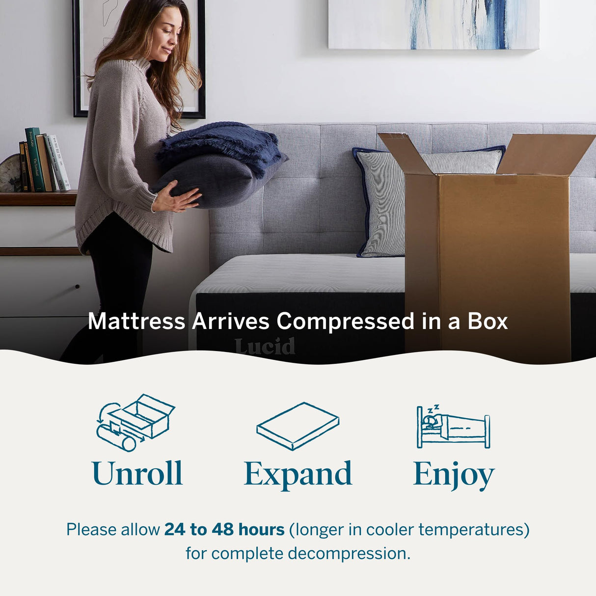 Lucid 14 Inch Memory Foam Mattress - Medium Plush Feel - Infused with Refreshing Bamboo Charcoal and Cooling Gel - Bed in a Box - Temperature Regulating - Pressure Relief - Breathable - Twin XL Size LUCID