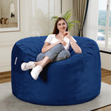 HABUTWAY Bean Bag Chair 3Ft Luxurious Velvet Ultra Soft Fur with High Rebound Memory Foam Bean Bag Chairs for Adults Plush Lazy Sofa with Fluffy Removable Sponge 3' (Blue) HABUTWAY