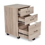 Bonnlo 26"H 3 Drawer File Cabinet with Lock, Rolling File Cabinet Under Desk, Mobile File Cabinets for Home Office, Wood File Cabinet Printer Stand for Letter Size File Folders, Assembly Required, Oak Bonnlo