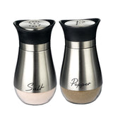 Salt and Pepper Shakers Set, Glass Bottom Salt Pepper Shaker with Stainless Steel Lid for Kitchen Gadgets Cooking Table, Camp,BBQ Spice Shaker Containers, BBQ Seasoning Jars (Silvery) Yeahey