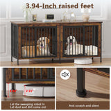 EasyCom 78 Inch Dog Cage Furniture for 2 Dogs, Extra Large Double Dog Crate Furniture Large Breed, XXL Thick Wooden Dog Crate Furniture TV Stand, Sturdy Dog Kennel Furniture Dog Crate with Divider EasyCom