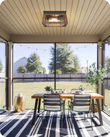 GOEBLESON Light Fixtures Ceiling Flush Mount, Farmhouse Hallway Close to Ceiling Light, Metal Frame Wood Grain, Rustic 2-Light Light Fixtures for Dining Room, Kitchen, Living Room, Brown Black GOEBLESON