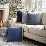 MIULEE Blue Decorative Pillow Covers 18x18 Inch Set of 4 Boho Western Farmhouse Home Decor Couch Throw Pillows Summer Coastal Corduroy Pillowcases Industrial for Sofa Living Room Bed MIULEE