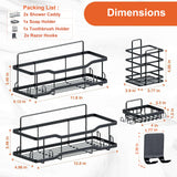 Shower Caddy Bathroom Shelves, The Athena Silken 4 Set, 40LB Capacity, Adhesive Tape No Drill - Rustproof -Gorgeous Powder Coated 304 Stainless Steel Shower Organizer for kitchen & Home Decor - Black Tribal Cooking