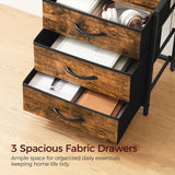 MAHANCRIS Night Stand, Nightstand with 3 Fabric Storage Drawers, Bedside Table with Storage Shelf, Bed Side Table for Bedroom, Living Room, Rustic Brown ETHR11601 MAHANCRIS