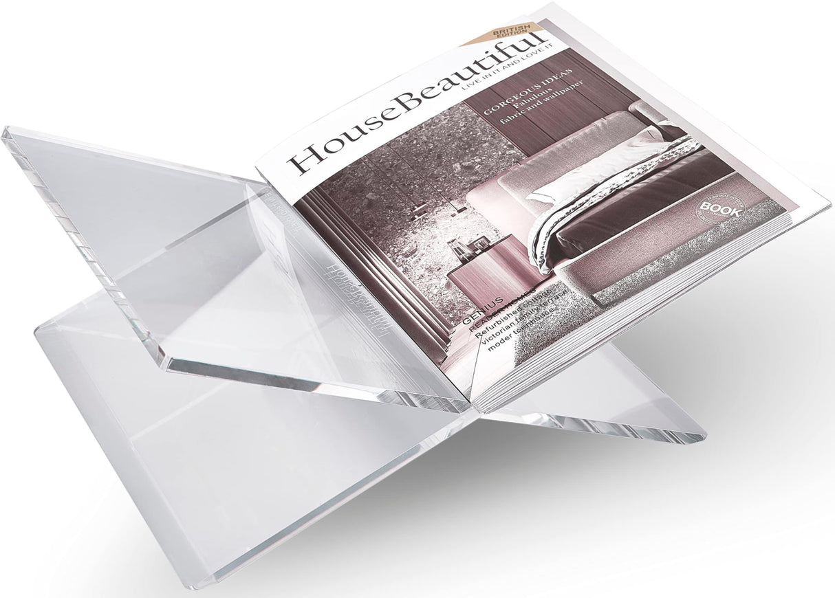 Honygebia Clear Acrylic Book Stands - Cross Frame Acrylic Book Holder, Open Bookstand for Display and Reading, Suitable for Art, Bible, Cookbook, Easel, Magazine, Textbooks 12.5" x 9.5" x 5.5" Honygebia