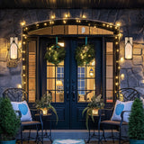 Staymoment Candle Sconces Wall Decor Set of 2: Farmhouse Wood Candle Holder - Indoor Black Metal Lantern Decorations for Living Room Front Porch Yard, Washwhite Staymoment