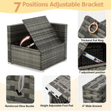 HOMREST 7 Piece Patio Furniture Set with Adjustable Bracket All-Weather Wicker Conversation Set with Coffee Table for Porch Garden Backyard (Gray) HOMREST