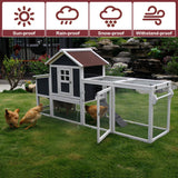 Ecolinear 80” Mobile Chicken Coop for 1-2 Chickens with Wheels,Outdoor Wooden Hen House with Nesting Box,Large Rabbit Hutch, Outside Poultry House,Wire Fence Run Cages,Weatherproof for Backyard,Black ECOLINEAR