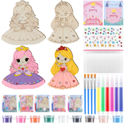 Saypacck 24 Set Princess Party Favors Princess DIY Paint Crafts Kit Birthday Goodie Bags Gifts Supplies Prizes Party Decorations