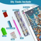 Christmas House Tree Ball Diamond Art Kits for Adults, 5D Diamond Painting Kits for Adults Beginners, DIY Full Round Drill Diamond Dot Painting Gem Art Kits for Adult, Home Wall Decor 11.8x15.7 Inch VCLKDIY