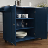 homestyles Mobile Kitchen Island Cart with Stainless Steel Top, Blue homestyles