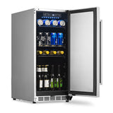 NewAir 15" Commercial Beverage Refrigerator | Weatherproof Stainless Steel Fridge | Built-In or Freestanding Outdoor Patio Fridge For Beer, Wine, Food NCR032SS00 NewAir