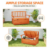 AVAWING Outdoor Storage Bench, Wooden Garden Bench Weatherproof, Patio Benches for Outside, 2-Seat Front Porch Bench, Park Bench for Deck, Lawn, Backyard(Natural) AVAWING