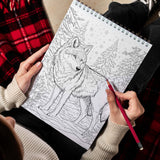 TPLHOUSE Winter Wolf Coloring Book Spiral Bound for Adults, Premium Cover, 30 Beautiful Coloring Pages of Majestic Wolves in Winter Scenes Stress Relief and Relaxation TPLHOUSE