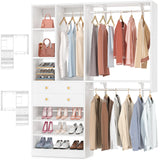 Besiost Closet System - 5FT Small Closet System with Drawers, 60" Closet Organizer System with Reversible Hanging Shelving, Closet Systems for Small/Walk-in Closets, White Besiost