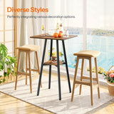 HOOBRO Rustic Brown 2-Tier High Top Pub Table with Storage and Easy Assembly HOOBRO