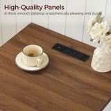 MAHANCRIS Farmhouse Nightstand with Charging Station, 24" Large End Table with Barn Door and Adjustable Storage Shelf, Square White Nightstand, Rustic Bedside Table for Bedroom, Living Room MAHANCRIS