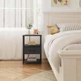 TUTOTAK End Table, Side Table with Charging Station, Nightstand Set of 2, Bedside Table with Fabric Drawer, Couch Table for Livingroom and Bedroom, Black TB01BK0692 TUTOTAK