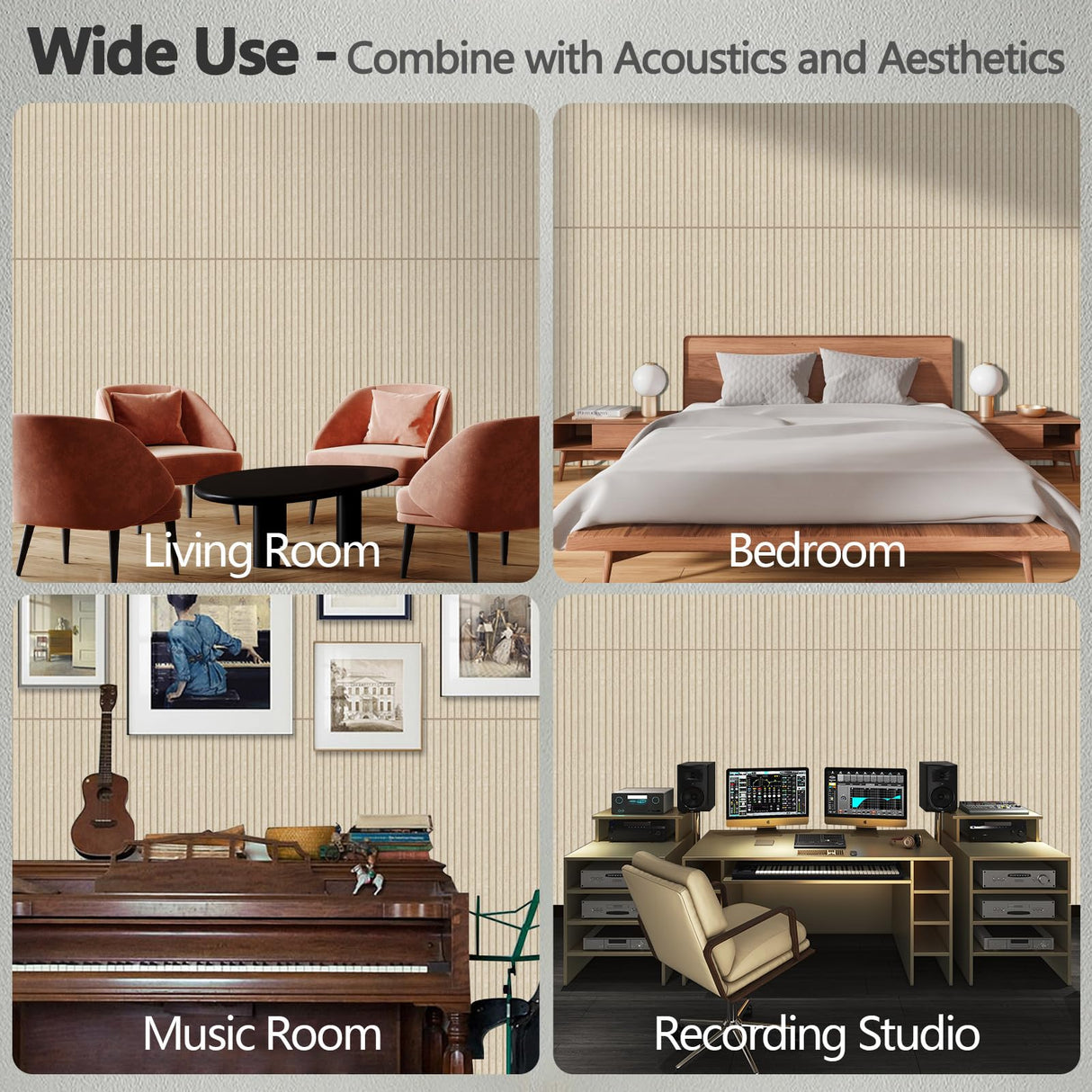 5 Pack Acoustic Panels,47.2x23.6x0.4 inch Acoustical Wall Panels,Large Soundproof Panels,Self-Adhesive Sound proof panels for walls,Acoustic Treatment for Recording Studio&Office Vertical,Camel EVENRISING