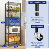 Homtell Adjustable 6-Tier Heavy Duty Wire Shelving Rack, 14" D x 24" W x 71" H Storage Shelves with Wheels, 750 lbs Capacity Rolling Metal Shelving for Garage, Pantry, Kitchen, Closet Homtell