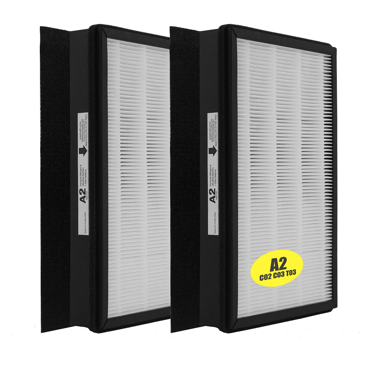 Replacement HEPA A2 Size Filter, Compatible with Filtrete Room Air Purifier Devices FAP-C02-A2, FAP-C03-A2, FAP-T03-A2, Part #1150101, 2 Pack LHARI