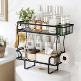 Kitstorack 2-Tier Over Toilet Storage, Easy to Install without Drilling or Screwing, Suitable for Bathroom Organizers and Storage, Over the Toilet Shelf as Space Savers Kitstorack