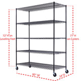 60" x 24" x 72" Black 5-Tier Wire Shelving NSF 3000 LBS Max Capacity Heavy Duty Steel Storage Rack for Restaurant, Warehouse, Commercial, Industrial, Stimulate Living