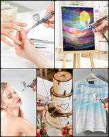 Airbrush Kit, Airbrush Gun Dual-Action Gravity with 0.2, 0.4 & 0.5mm Needle/Cleaning Sets, Air Brush with 2 1/3 oz Fluid Cup for Painting, Modeling, Cake Decor, Pastry, Makeup, Nail Art etc. Rexley