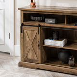Walker Edison Clayton Farmhouse Sliding Double Barn Door TV Stand for TVs up to 58 Inches, 52 Inch, Rustic Oak Walker Edison