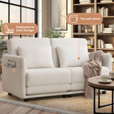 Korser 56.3" W x 74.8" D Small Full Size Pullout Sofa, Futon Sofa Bed with Side Pockets, Convertible Loveseat with Washable Breathable Cover, Living Room Futon Sofa, White Korser