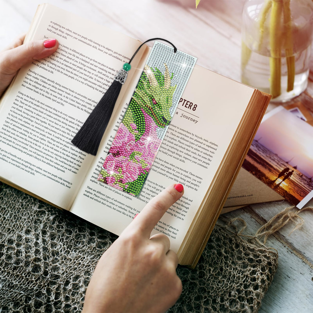 Sitsink Dragon Art Kits - 6 Pc Diamond Bookmarks with Tassels, Fantasy Creature Dragon Painting Kits for Adults Sitsink