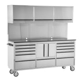 OEM TOOLS OEM24615 72 Inch 11-Drawer Garage Storage Cabinet System, Elite Stainless Steel Rolling Tool Chest, Mobile Workstation Tool Box with Drawers for Garage, Workshop, Or Jobsite OEMTOOLS