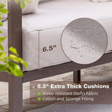 COMLAX FIELD Patio Furniture Set, 6 Pieces Outdoor Couch Sectional, L Shaped Patio Sofa, Metal Patio Couch Sectional with Side Table, Outdoor Seating Conversation Set, Beige COMLAX FIELD