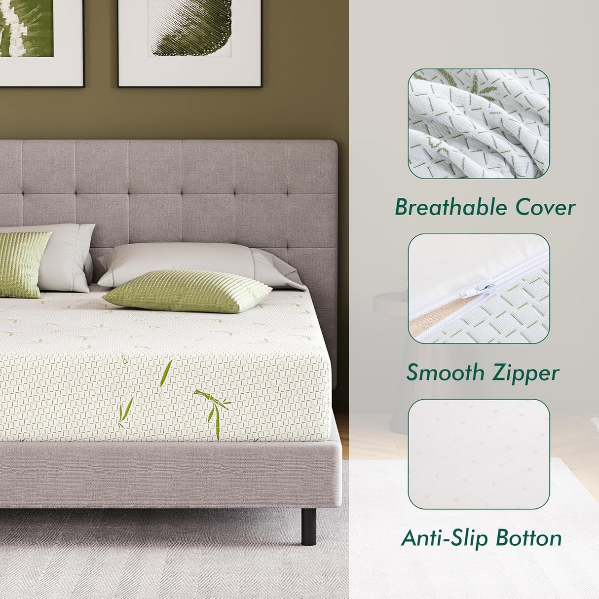 8 Inch Queen Size Hybrid Memory Foam Mattress - Mattress in a Box for Bunk Bed, Trundle Bed, RV Mattresses,Dual Layer Gel Infused & Bamboo Cover, Medium-Firm Support, CertiPUR-US Certified (Queen) Luxizawmlinium
