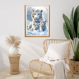 Miwixy White Tiger Diamond Art Kits for Adults,Animal Diamond Painting Kit, Winter 5D Full Drill Round Diamond Dots Paintings Canvas for Beginners Home Wall Decor12x16inch (Tiger-A) Miwixy