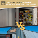 AECOJOY Shed Lean to Storage Shed, Large Outdoor 8' x 10' Metal Wall Side Bike Shed & Outdoor Storage, Garden Storage Cabinet for Backayrd, Patio and Outdoor Use in Grey AECOJOY