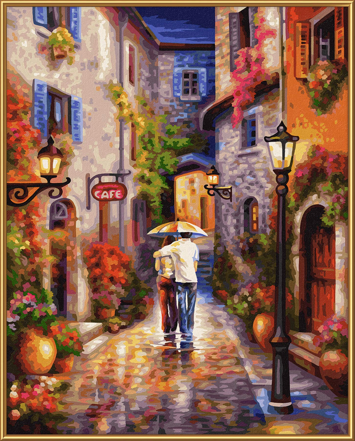 Noris Spiele MNZ-Romantische Schipper Paint Numbers – Romantic 609130788 Gasse, 40 x 50 cm Multicoloured, Colourful, 40x50 cm noris