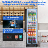 BODEGACOOLER Commercial Merchandiser Refrigerator,12.5 Cu.Ft Glass Door Display Refrigerator,Upright Commercial Beverage Display Cooler with Soft LED Light,Adjustable Shelves,Black BODEGA