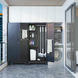 75" Taller Metal Garage Storage Cabinet,Tool Chest, Large Offiice Storage Cabinet wiith Lock Doors, Stainless Steel Bottom Plate with Holes,Utility Room Organization(H75* D16.53*L33.85)(BLACK) ZONLESON