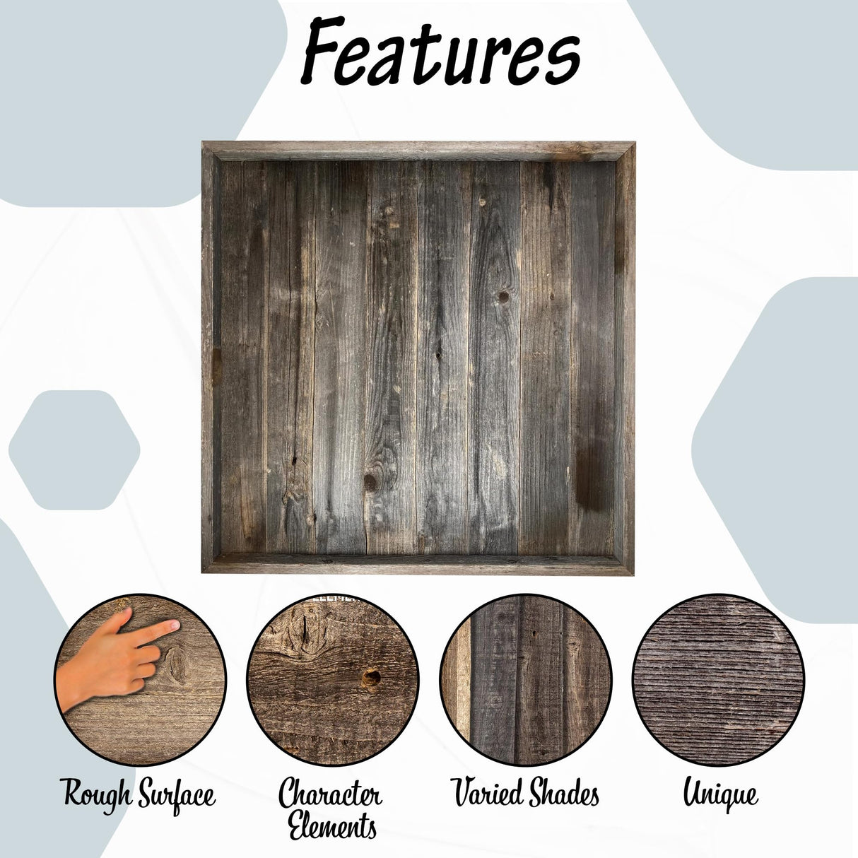 Barnwood USA Extra Large Ottoman Tray with Anti Scratch Felt Pad - Rustic Reclaimed Wood Square Ottoman Trays - Perfect for Ottomans, Coffee Tables, and Office Desks - 24"x24" - Natural Weathered Gray BarnwoodUSA LLC